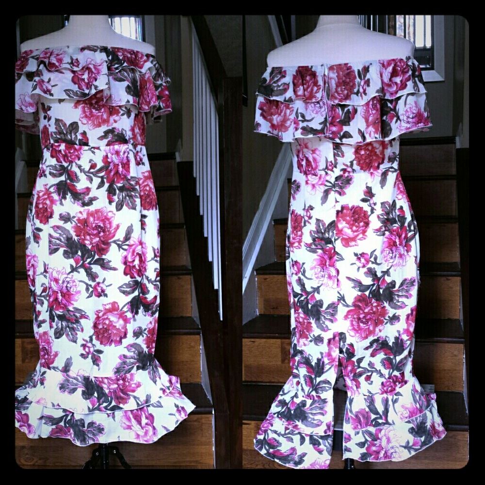 PRETTYLITTLETHING off shoulders floral Dress